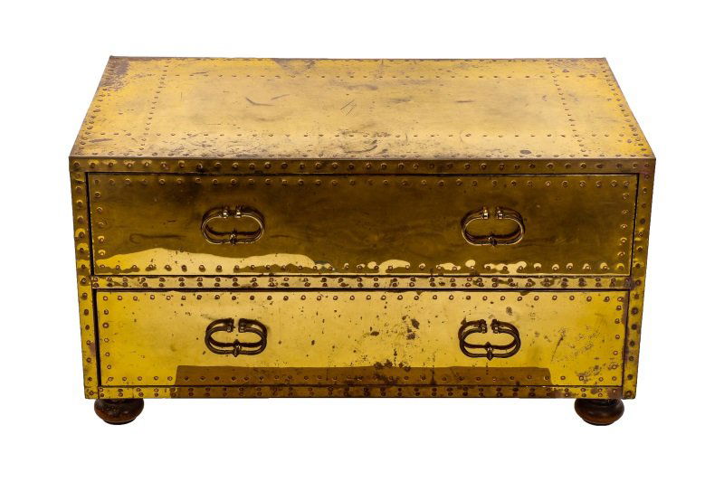 Vintage Sarreid Ltd. Two Drawer Brass Chest (1 of 6)