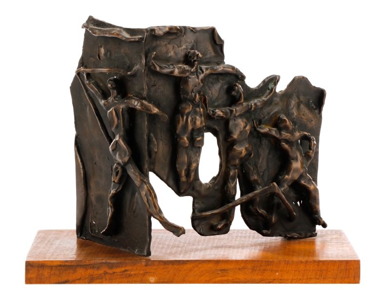 Modern Brutalist Bronze Figural Sculpture, Signed (1 of 9)