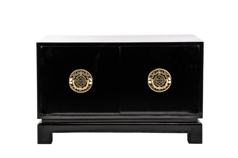 Black Lacquer Two Door Low Cabinet, James Mont (1 of 7)