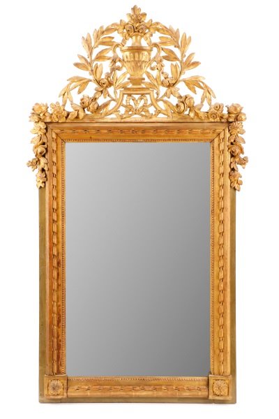 French Louis XVI Style Gilt Wood Wall Mirror (1 of 4)