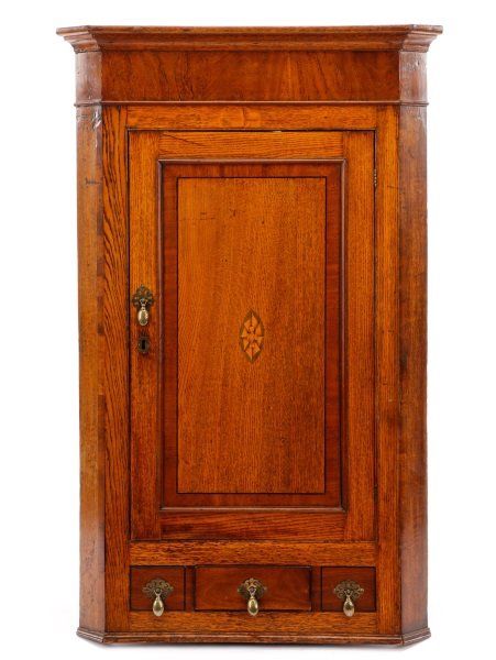 English Inlaid Hanging Corner Cupboard, 19th C (1 of 9)