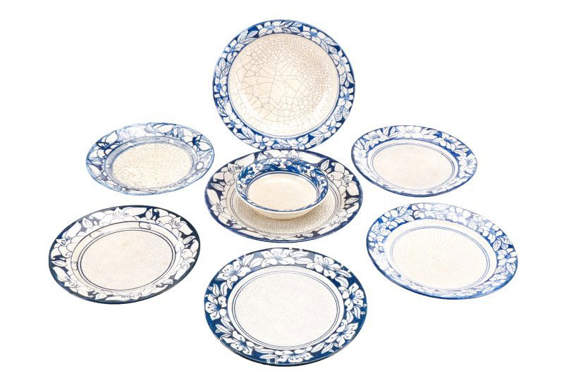 Collection of 8 Pieces of Floral Dedham Pottery (1 of 10)