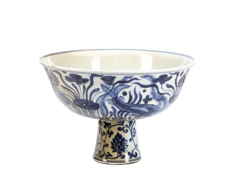 Ming Dynasty Style Stem Cup with Fish, Xuande Mark (1 of 7)