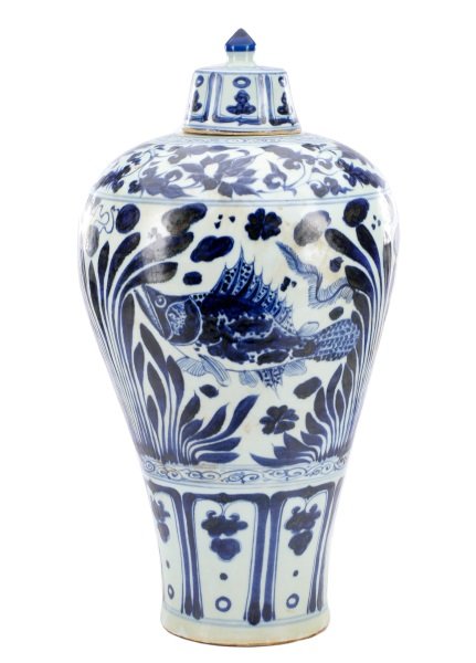 Chinese Covered Meiping Blue & White Vase (1 of 6)