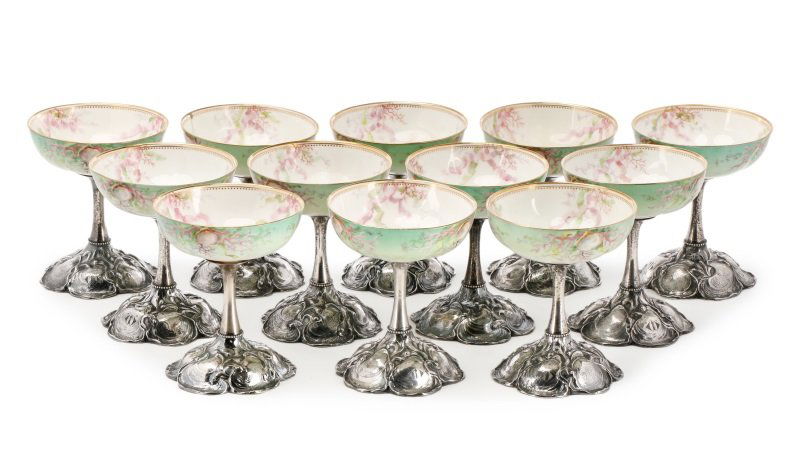 Set of 12 Sterling & Porcelain Aquatic Champagnes (1 of 7)