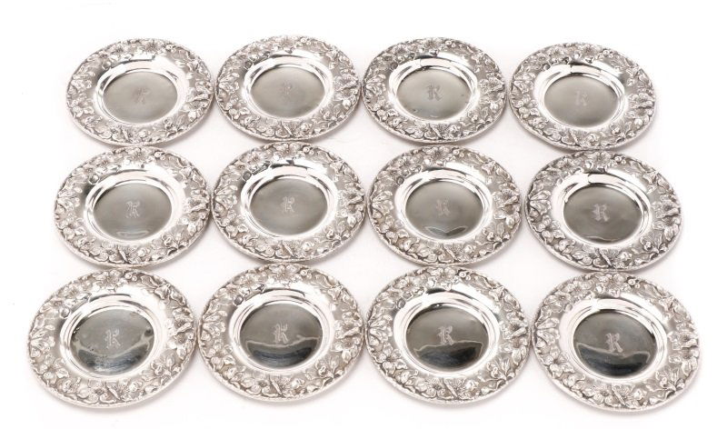 12 Shiebler Sterling Art Nouveau Butter Pats (1 of 7)