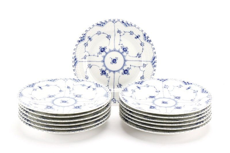 Set of 13 Royal Copenhagen Blue Fluted Plates (1 of 8)