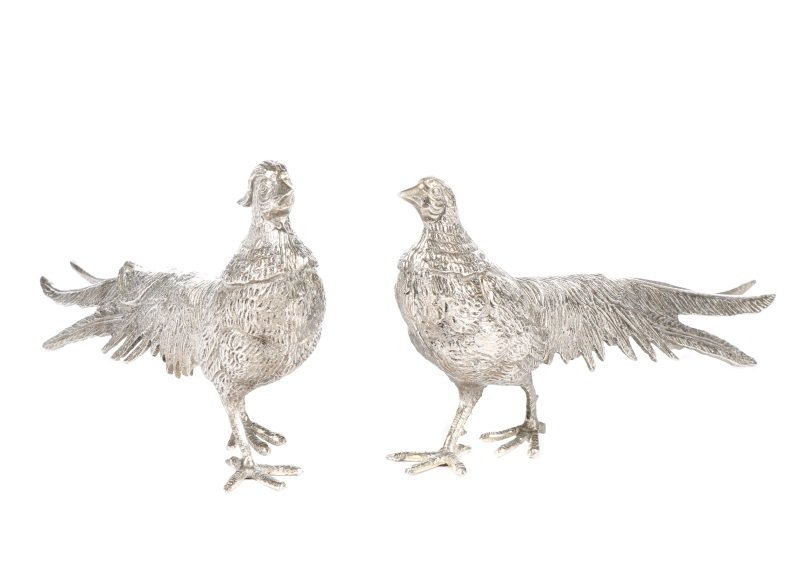 Pair of Italian Silverplated Pheasants, E. 20th C. (1 of 7)
