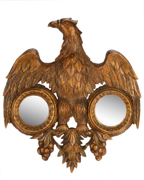 Eagle Carved Giltwood Bullseye Mirror, 19th C (1 of 7)