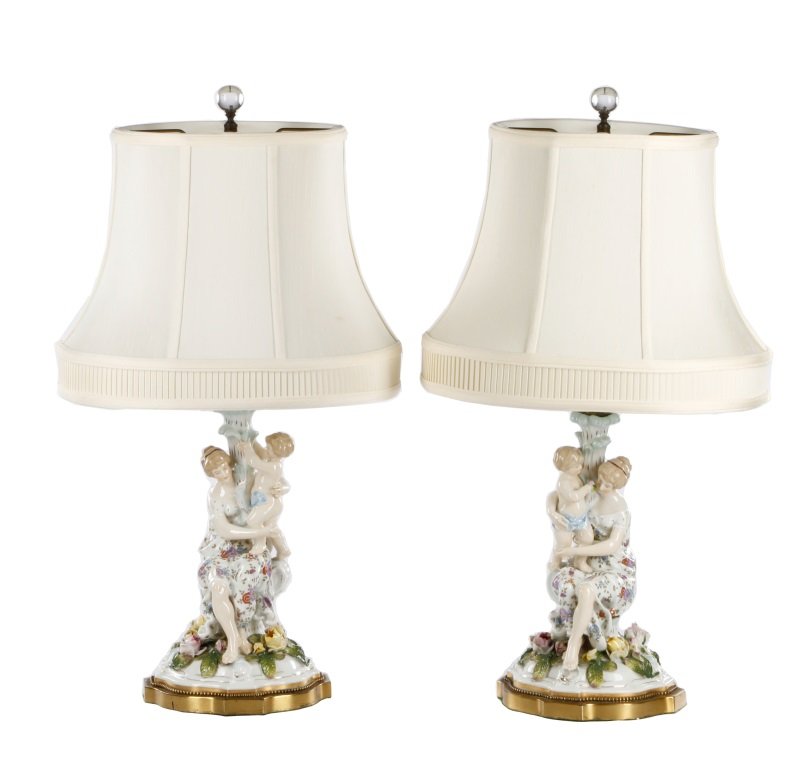 Pair of German Porcelain Figural Table Lamps (1 of 7)