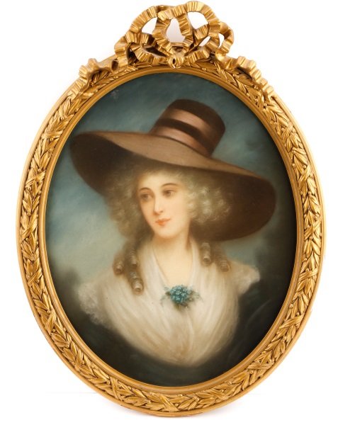 Pastel Portrait of Young Beauty with Blue Flowers (1 of 5)