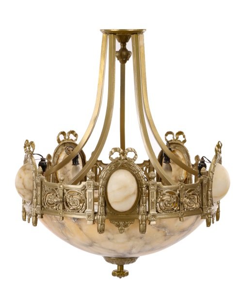 Louis XVI Style Alabaster Seven Light Chandelier (1 of 7)