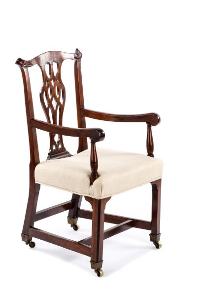 George III Style English Mahogany Open Arm Chair (1 of 7)