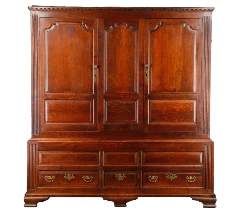 19th Century English Georgian Oak Linen Press (1 of 7)