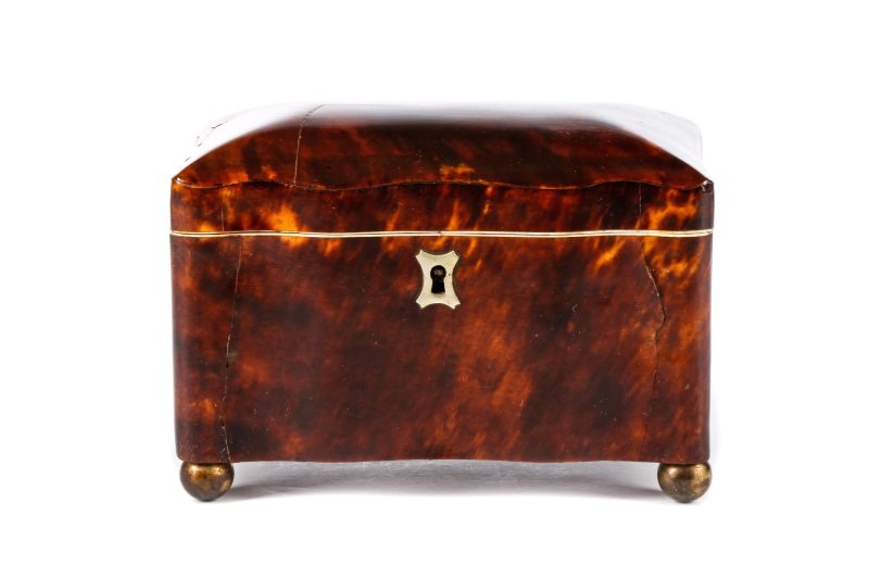 English Tortoiseshell Veneered Tea Caddy (1 of 7)