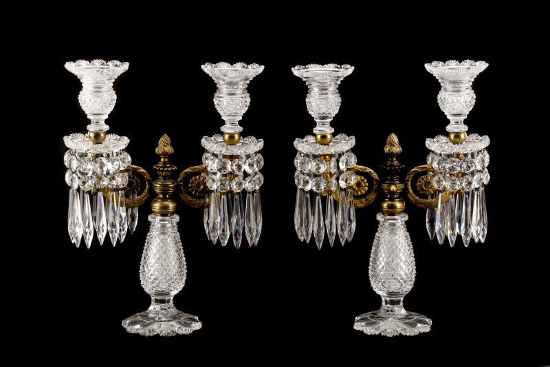 Pair Regency Cut Glass & Gilt Bronze Candelabras (1 of 8)