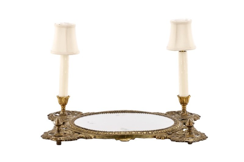 Brass Electrified Mirrored Plateau, E. 20th C. (1 of 9)