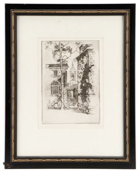 Alfred Hutty Pencil Signed Etching, "Princeton" (1 of 10)
