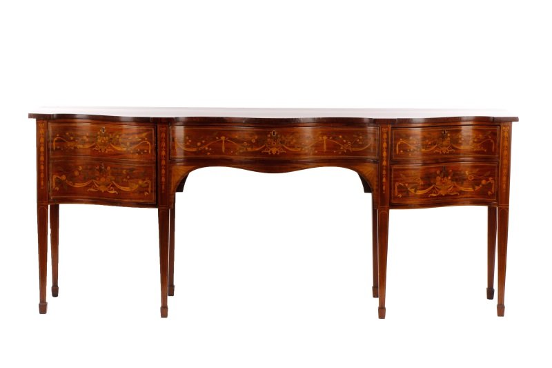 Mahogany Serpentine Marquetry Inlaid Sideboard (1 of 7)