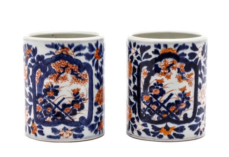 Pair of Japanese Imari Porcelain Brushpots (1 of 7)