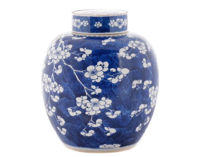 "Hawthorne" Motif Ginger Jar w/Cloisonne Lid (1 of 7)