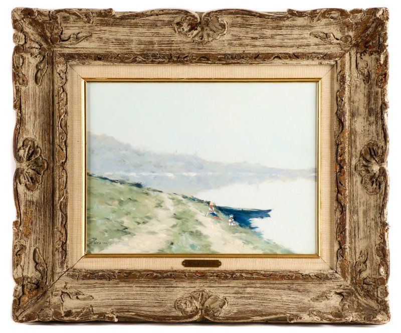 Andre Gisson, Figures Beside Lake, Signed O/C (1 of 8)