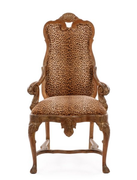 Carved & Stained Italian Upholstered Armchair (1 of 10)