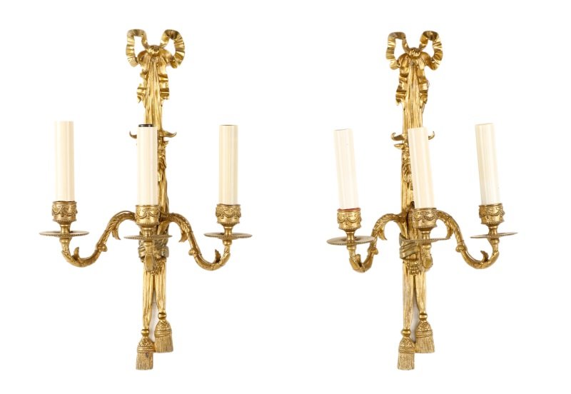 Pair of French Louis XVI Style Gilt Bronze Sconces (1 of 6)