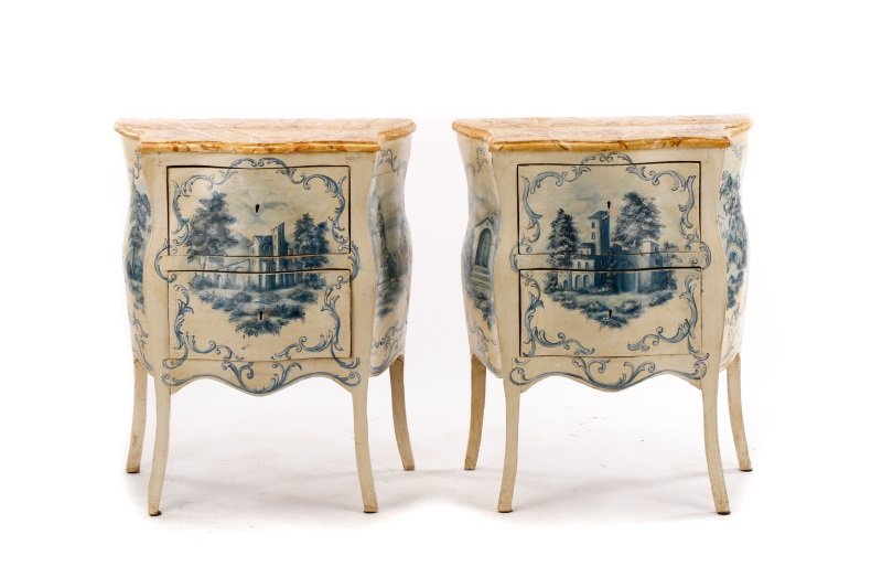 Pair of Hand Painted Bedside Commodes, 19th C (1 of 10)