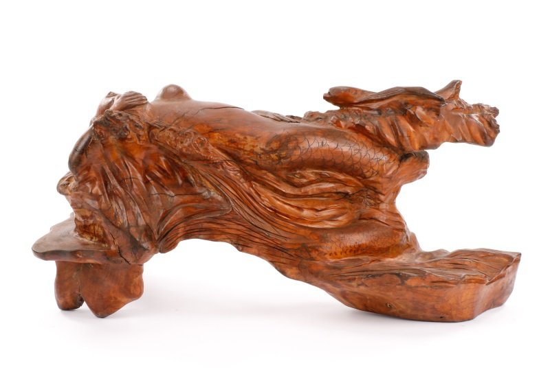 Large Carved Hardwood Sculpture, Mermaid on Waves (1 of 10)