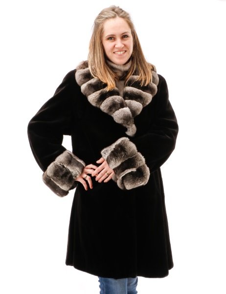 Ladies Fine Sheared Mink & Chinchilla Fur Coat (1 of 4)