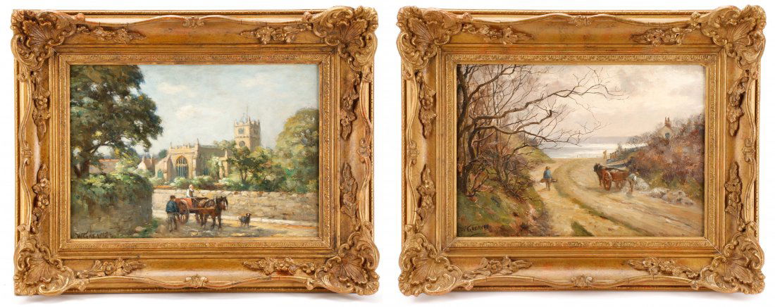 Pair 19th C English Country Oils, William Greaves (1 of 10)