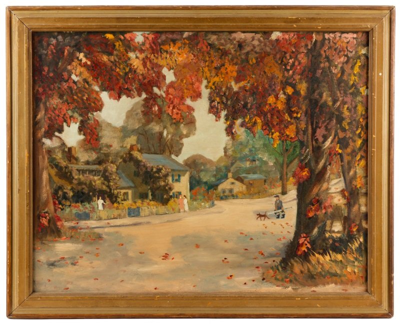 Richard Chase, Figures in Autumn Landscape Oil (1 of 10)