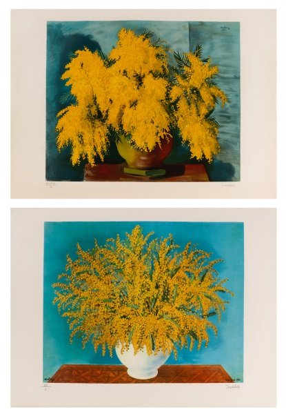 Moise Kisling, 2 Chromolithographs, "Mimosas" (1 of 9)