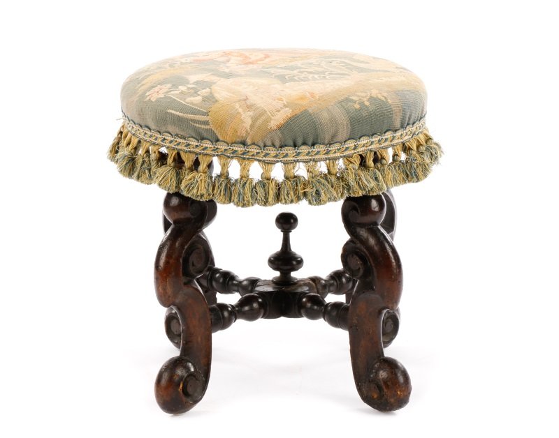 William & Mary Stained Walnut Stool, 18th C. (1 of 10)
