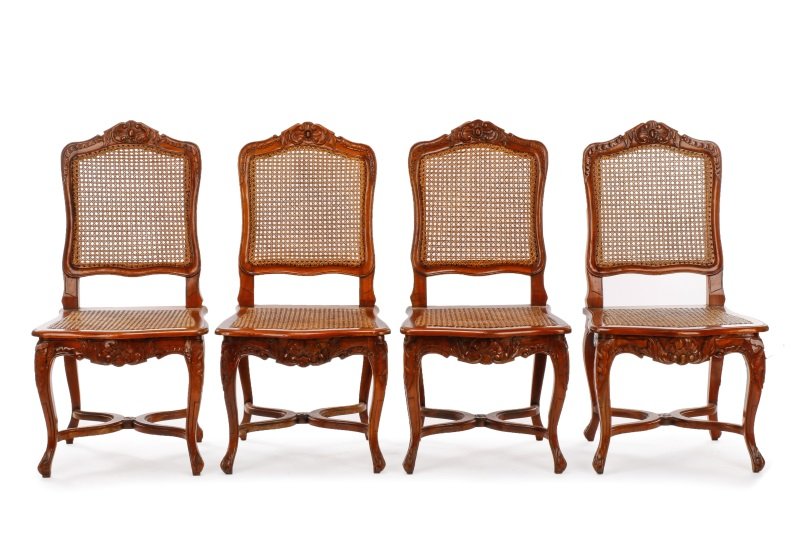 Set of 4 French Louis XV Style Caned Chairs (1 of 8)