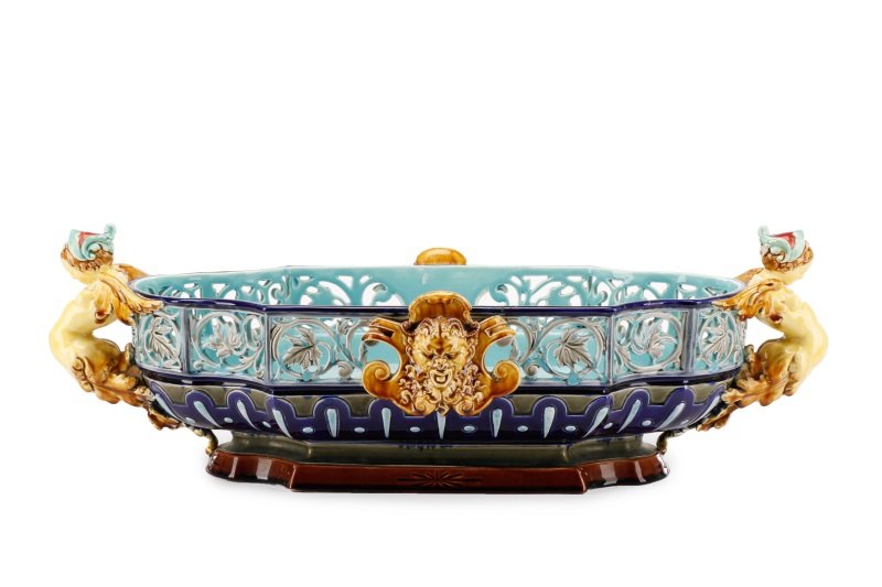 Large French Majolica Jardiniere Sarreguemines (1 of 9)