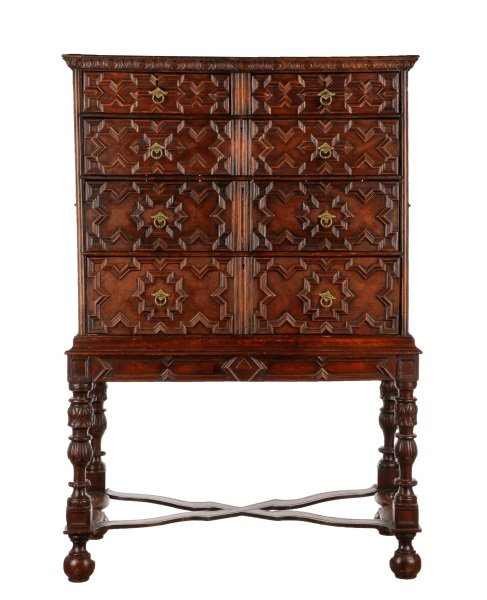 Charles II Style Oak Chest on Stand, 18th C (1 of 9)