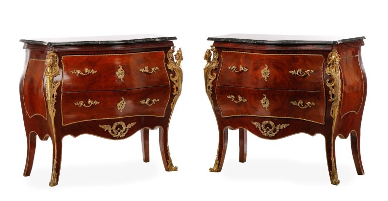 Pair of Louis XV Style Bronze Mounted Commodes (1 of 9)