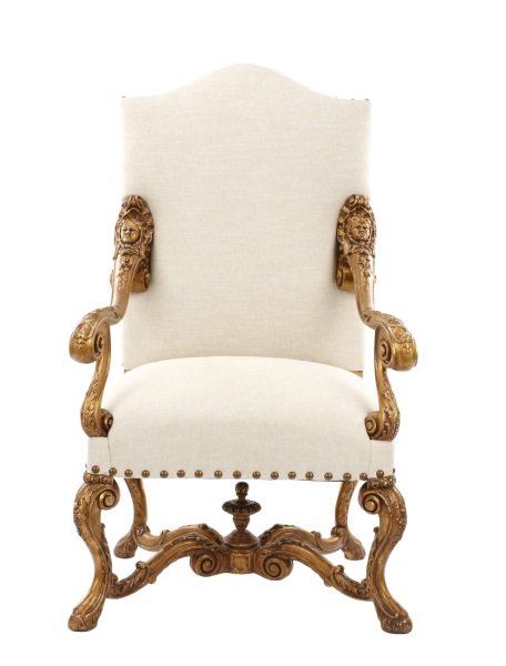 Italian Giltwood & Upholstered Open Armchair (1 of 9)
