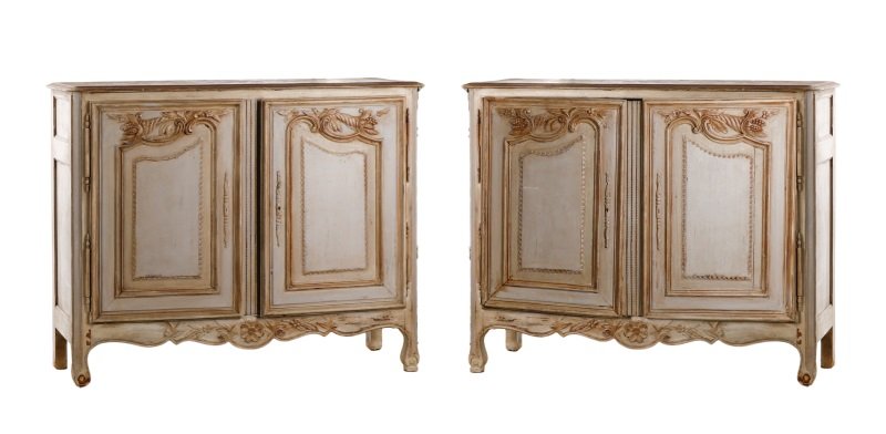 Pair of French Gray Painted Oak Buffets D'Appui (1 of 8)