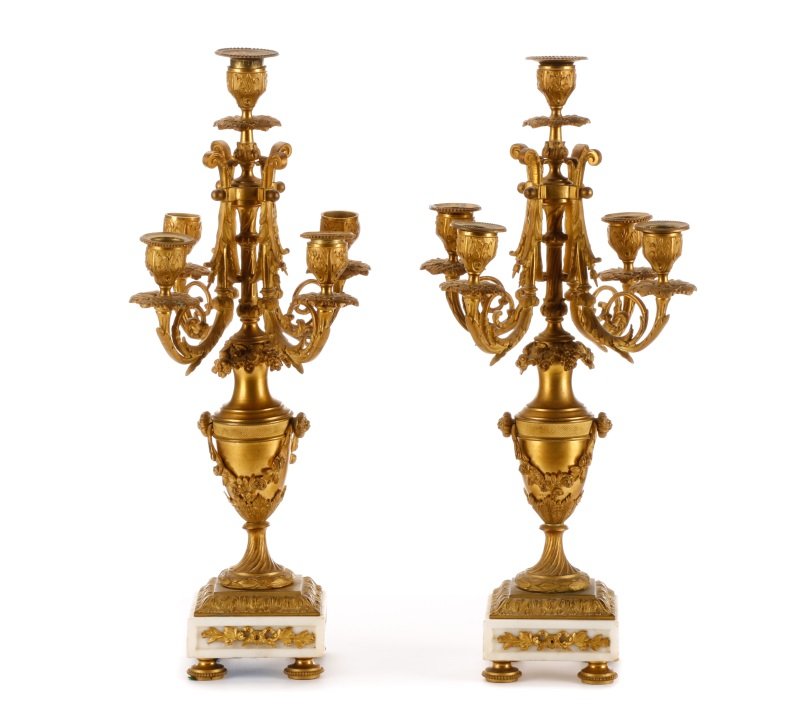 Pair of Louis XVI Style Bronze 5-Light Candelabras (1 of 8)