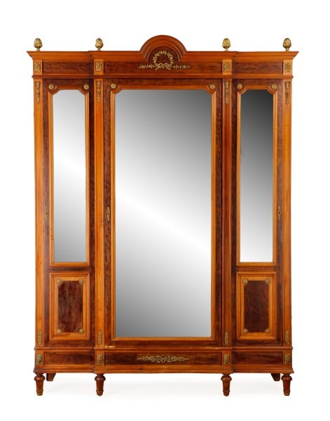 Louis XVI Style Mirrored Triple Door Armoire (1 of 10)