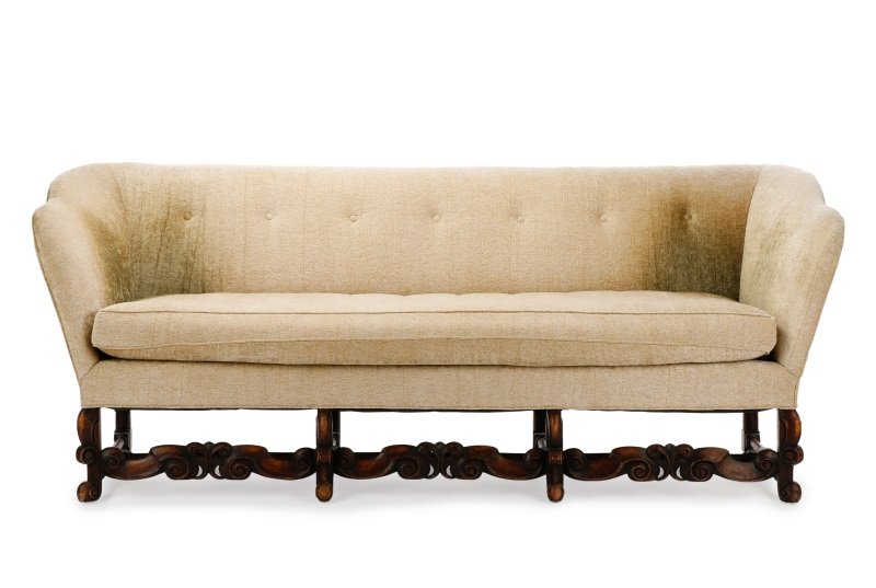 William & Mary Style Upholstered Settee Sofa (1 of 9)