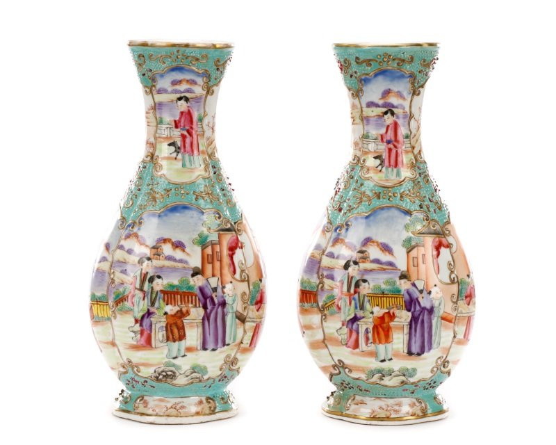 Pair, Chinese Haitangzun Vases with Chicken Skin (1 of 10)