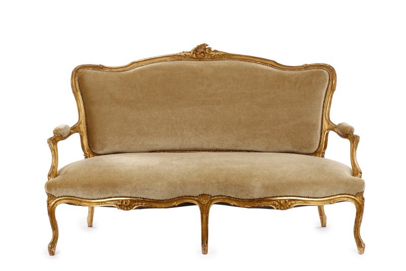 Louis XV Style Giltwood & Mohair Sofa, 19th C (1 of 10)
