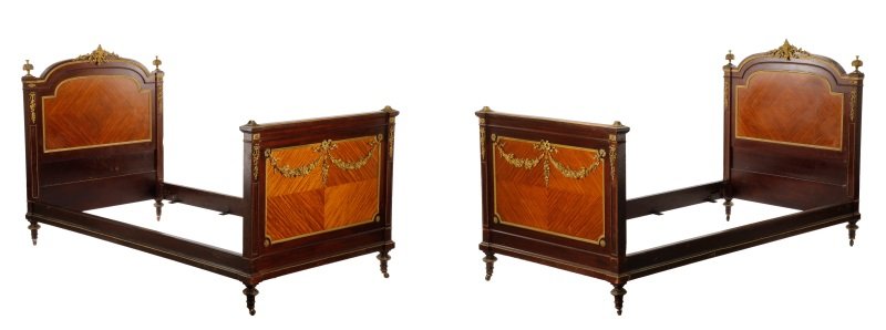 Pair of Louis XVI Style Gilt Metal Mounted Beds (1 of 9)