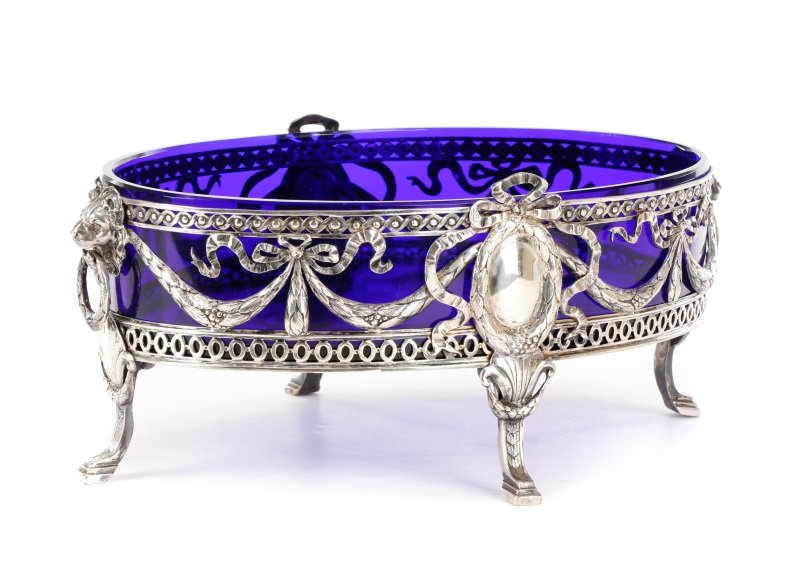 Hanau Silver Cobalt Glass Center Bowl, Georg Roth (1 of 6)