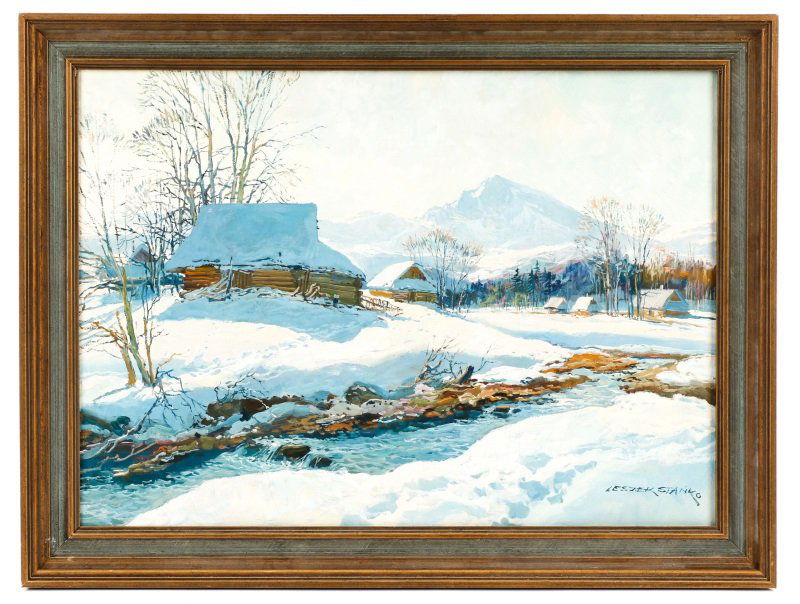 Leszek Stanko, "Cottages in Winter", Oil on Canvas (1 of 10)
