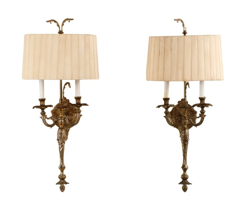 Pair of French Style Gilt Two Arm Wall Sconces (1 of 9)